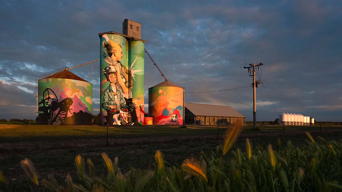 Albacutya Art Silo, part of the Wimmera Mallee Silo Art Trail  in Victoria
