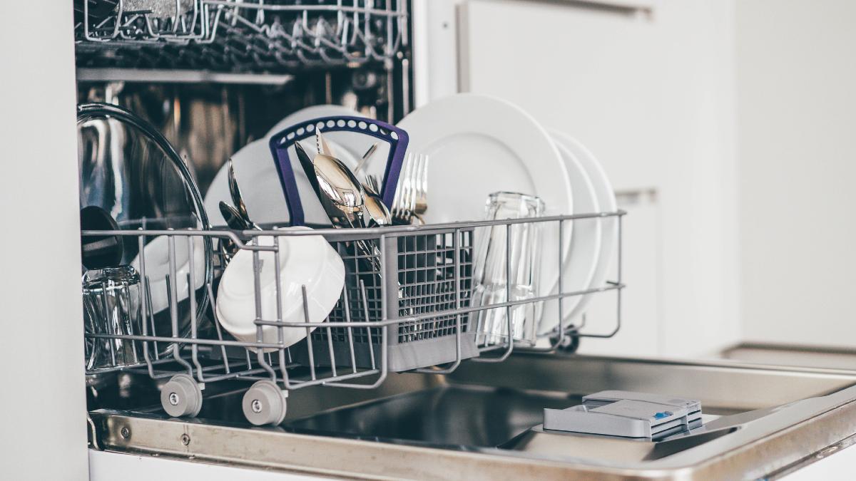 A full dishwasher of clean dishes