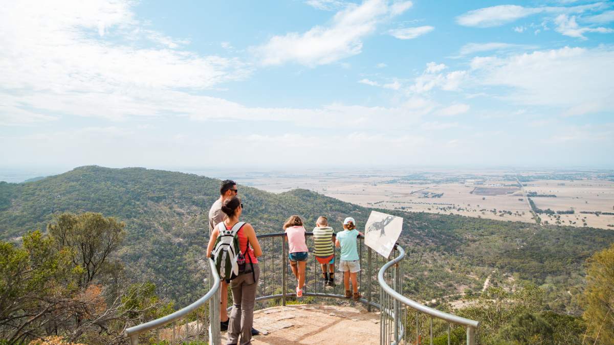 family at lookout point in the You Yangs