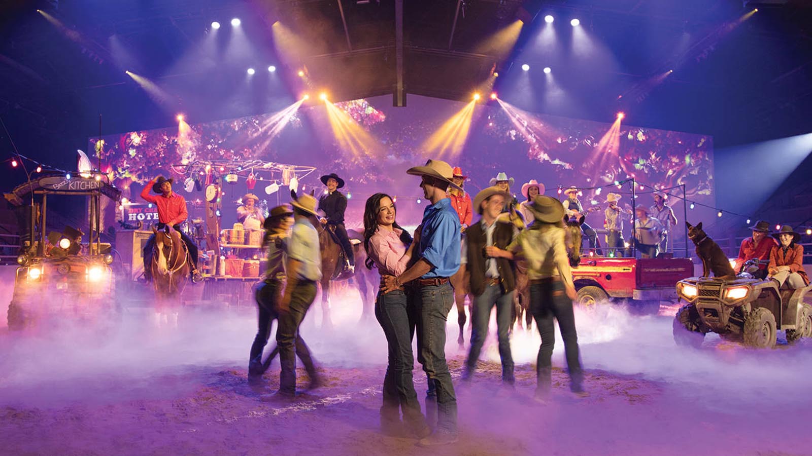 People dancing in Australian Outback Spectacular performance.