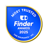Finder 2025 award for most trusted car insurance, Victoria.