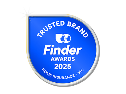 Finder 2025 award for trusted brand home insurance, Victoria.
