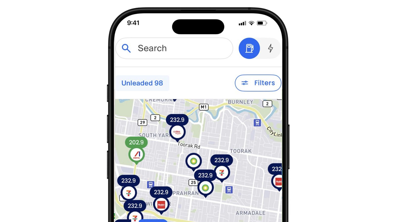 image of the fuel prices map within the RACV App