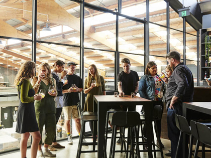 Group enjoying a gin tasting at Four Pillars