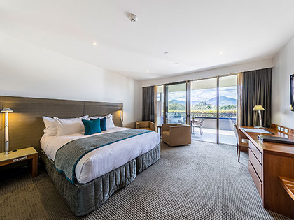 The interior of the Premium Mountain view room at the Healesville Country Club Resort.