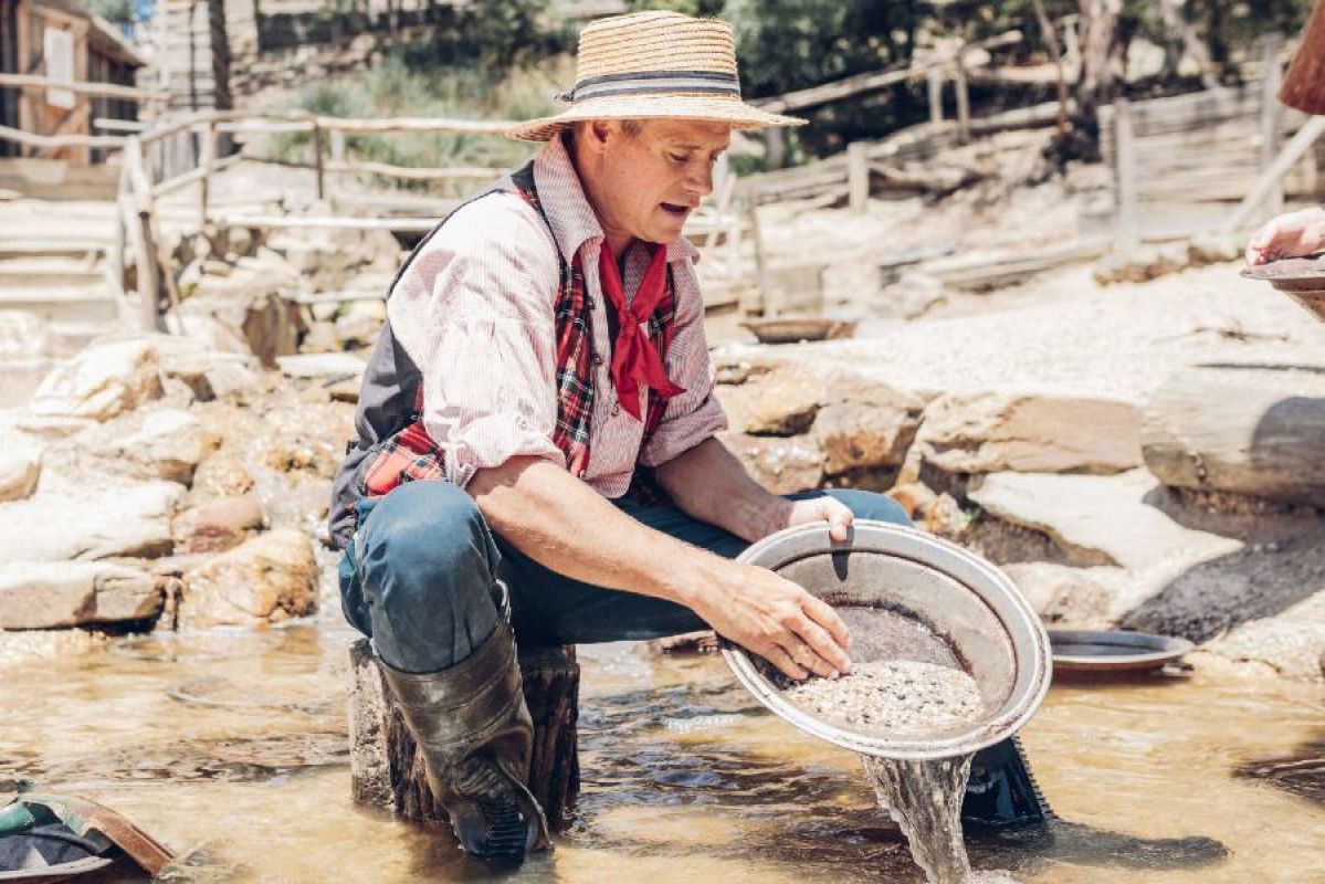 man panning for gold at Sovereign Hill