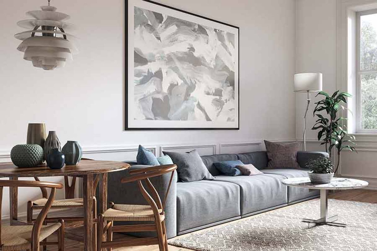 Art hanging above couch