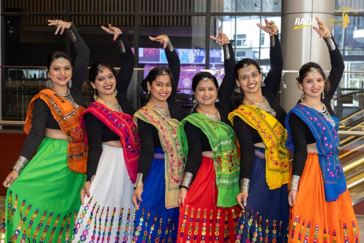 group of Indian women posing after a dance