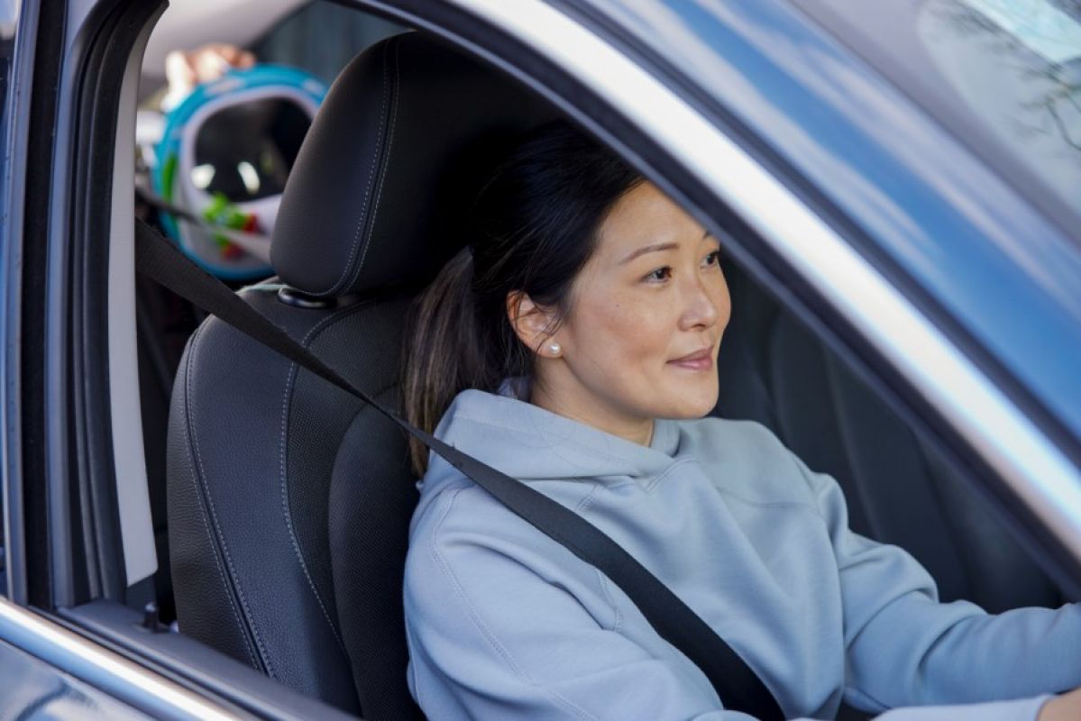 woman driving car
