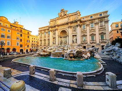 The Trevi Fountain, Rome, Italy, in the morning light.