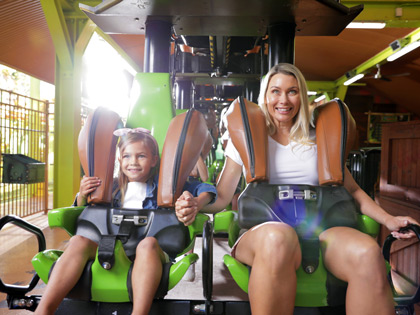 Mother and daughter on a roller coaster together