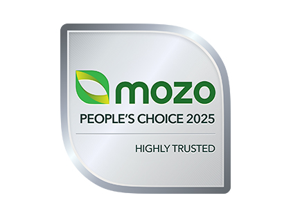 Mozo People's Choice 2025 award for highly trusted.