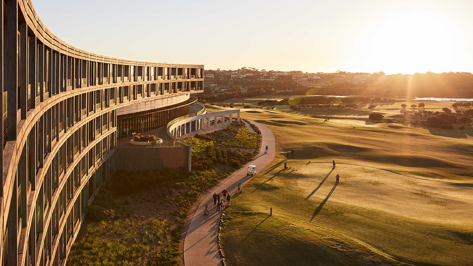 Sun rising over RACV Torquay Resort.