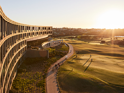 Sun rising over RACV Torquay Resort.