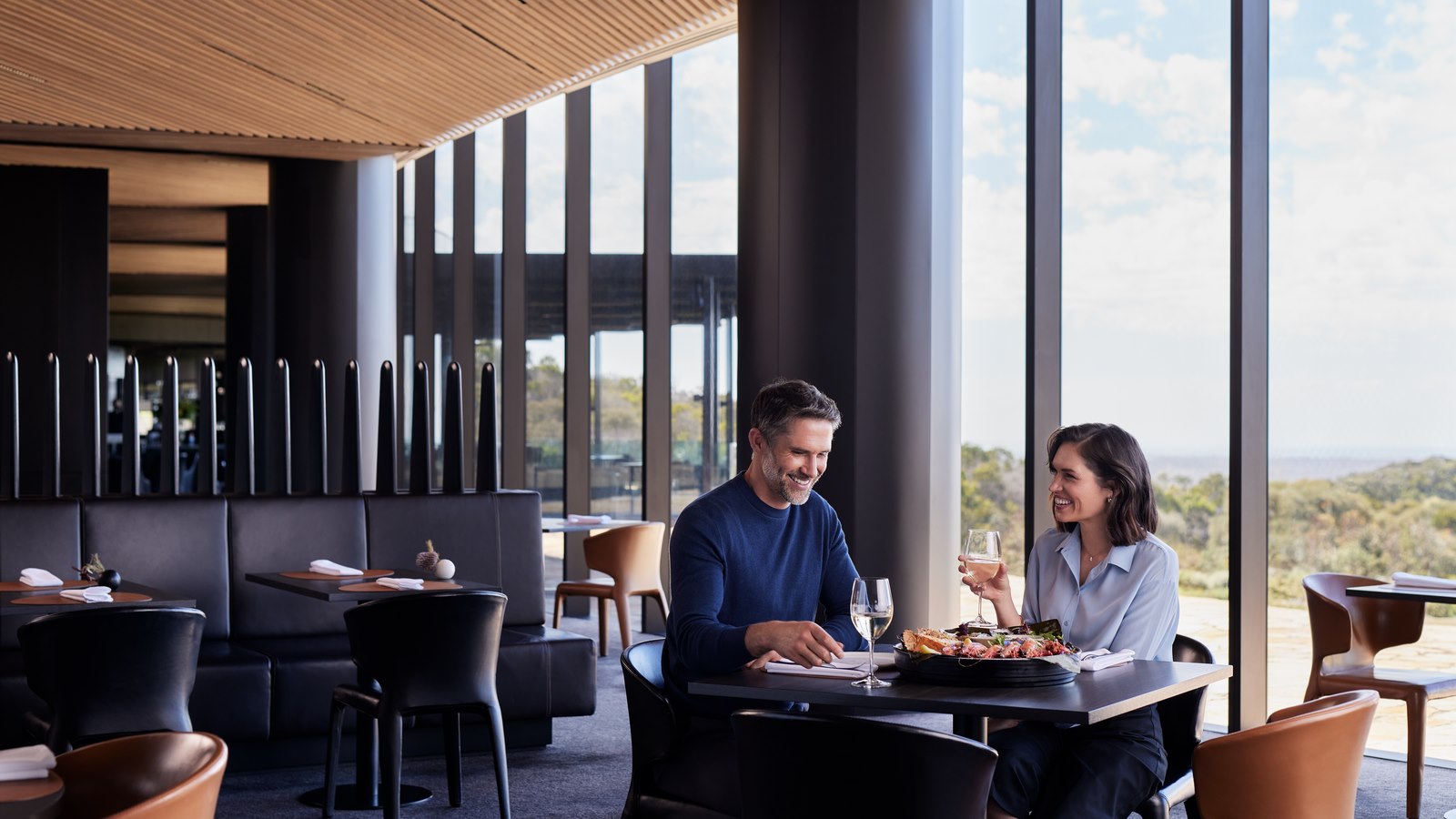 Couple enjoying lunch at the Samphire restaurant