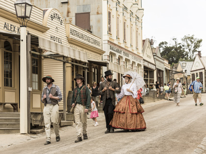 Sovereign Hill characters walking down the main street
