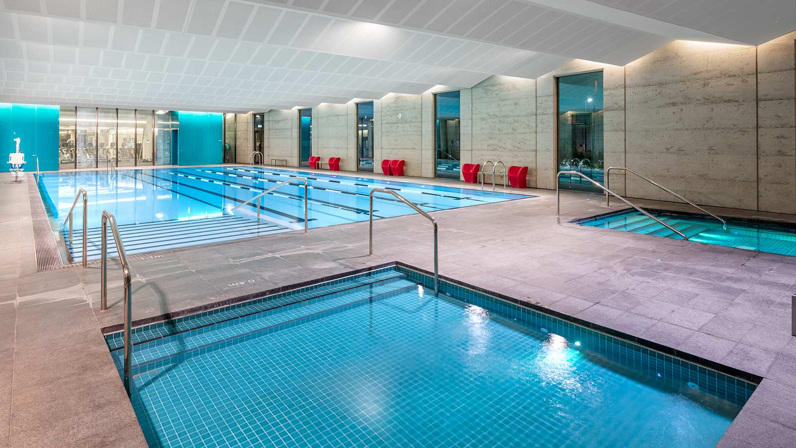 Four-lane indoor pool and spas at RACV Torquay Resort.