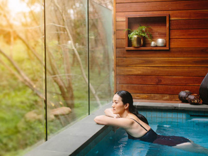 Woman in a spa at a bathhouse